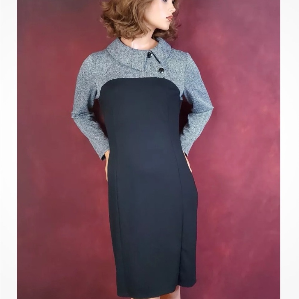 Chic Two-Tone Long Sleeve Dress
